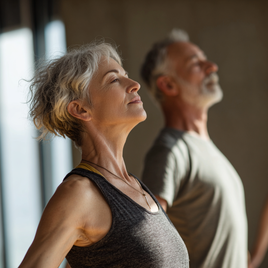 Сучасний інтер'єр фітнес-центру з професійним обладнанням та усміхненими відвідувачами європейської зовнішності